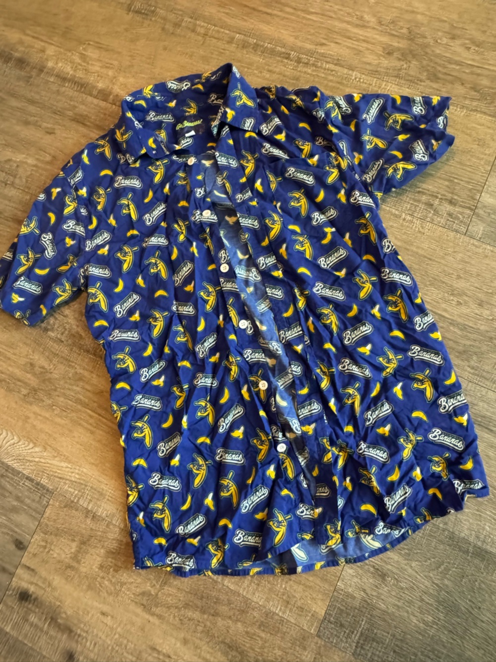 Savannah Banana  Blue Print Button-Up Shirt Medium